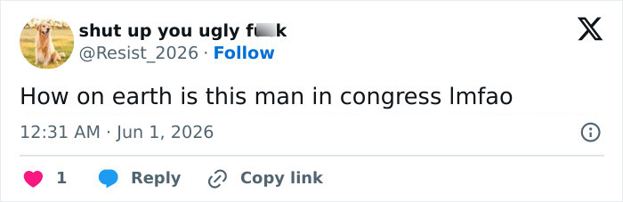 Tweet mocking a congressman related to Freedom 250