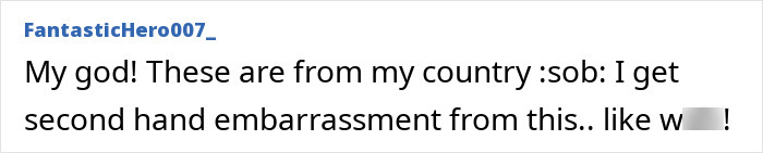 Comment showing embarrassment over gender violence cases in own country