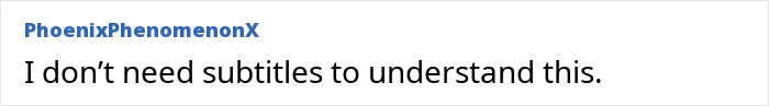 Comment stating no subtitles needed to understand gender violence issue