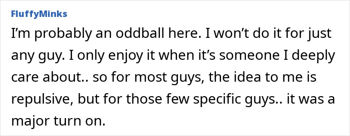 Screenshot of an online comment about a bedroom confession, where women agree on selectivity.