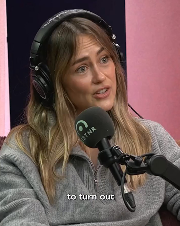 Media personality makes bedroom confession on a podcast, engaging women with her story.