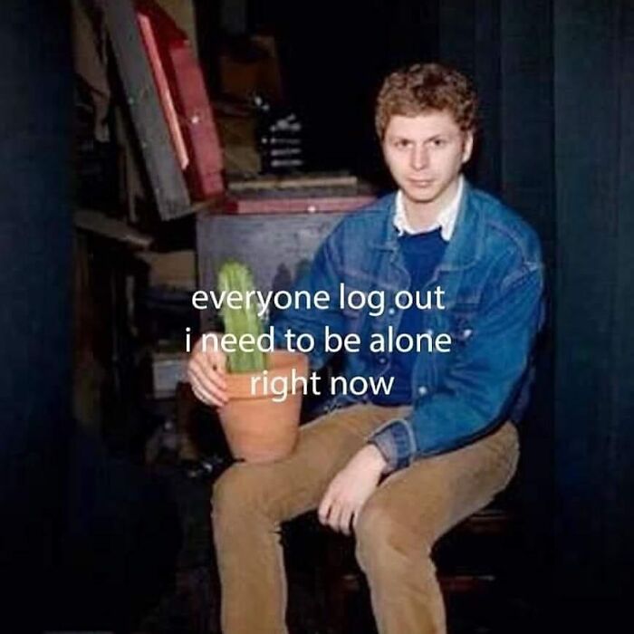 Cheerfully pessimistic meme about needing to be alone right now