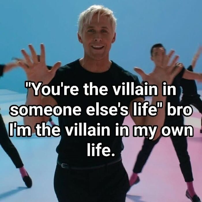 Man with hands raised meme about being the villain in own life cheerful pessimistic memes