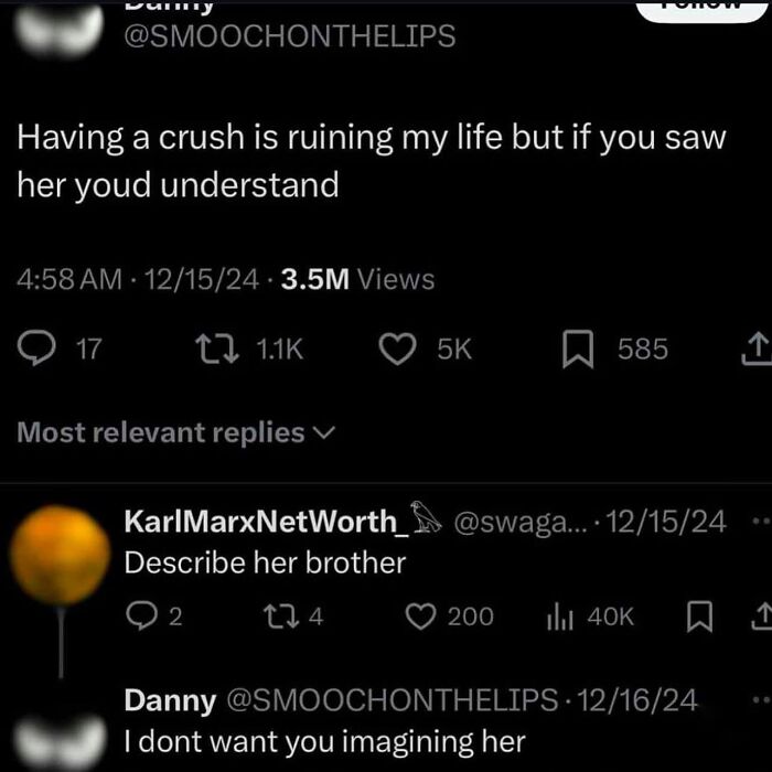 Twitter meme about having a crush ruining life with pessimistic humor