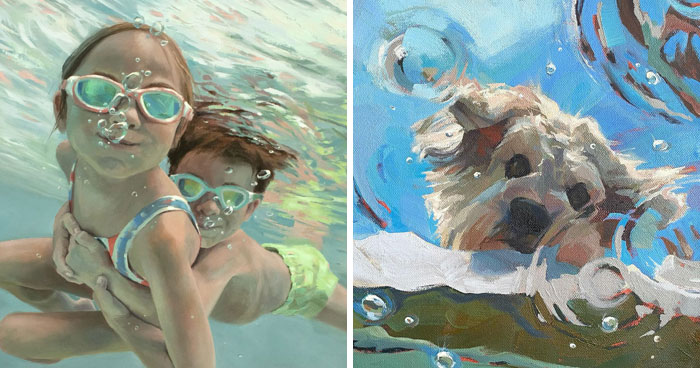 43 Stunning Underwater Oil Paintings By This Artist That Transform Swimmers Into Living Light