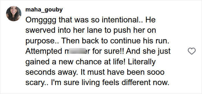 A social media comment about the jogger pushing woman incident, emphasizing it was intentional and nearly fatal. A social media comment about the jogger pushing woman incident, emphasizing it was intentional and nearly fatal.