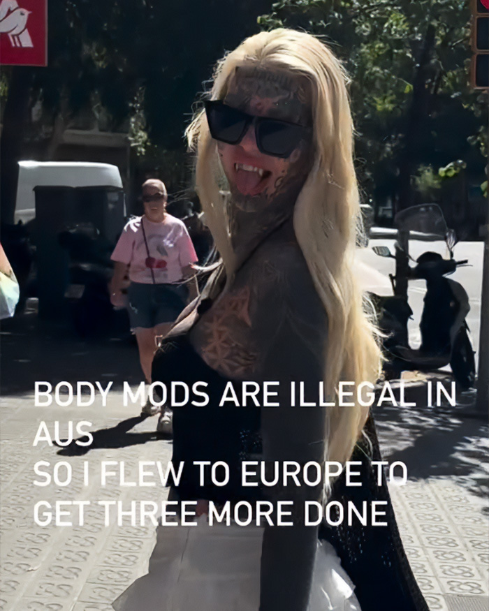 Most tattooed woman in Europe with tattoos and body mods highlights illegal procedure