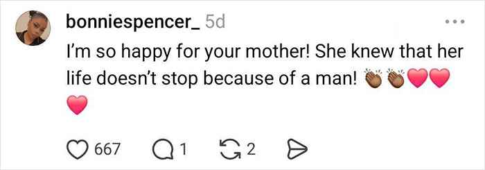 Comment celebrating mother thriving without a man after divorce