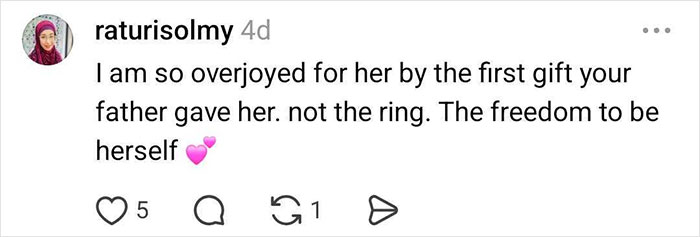 Comment on freedom being best gift in thriving ex-wife story