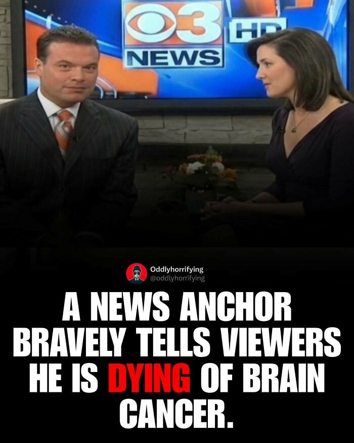 News anchor revealing his cancer diagnosis, a dark and depressing story.