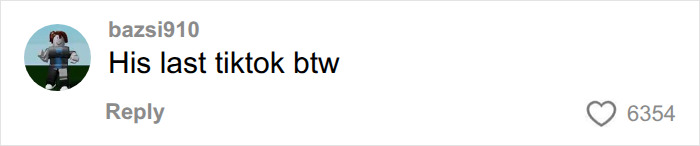 Comment mentioning Oliver Tree's last TikTok post Comment mentioning Oliver Tree's last TikTok post