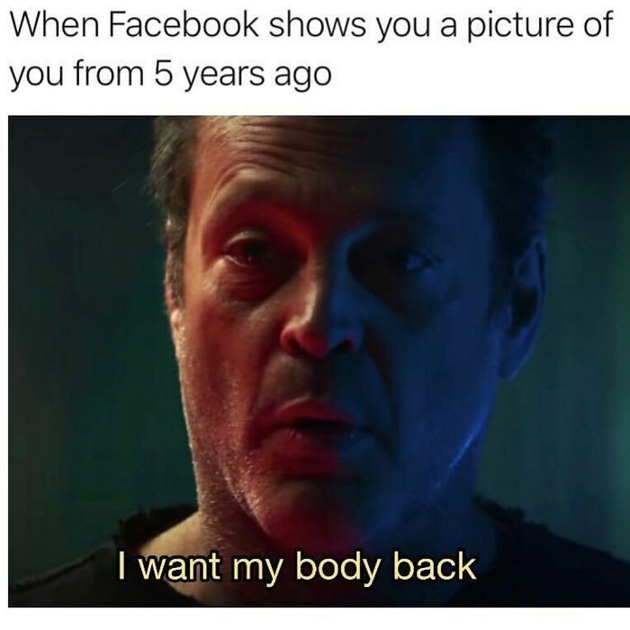 Parenting meme about seeing an old photo and wanting your body back