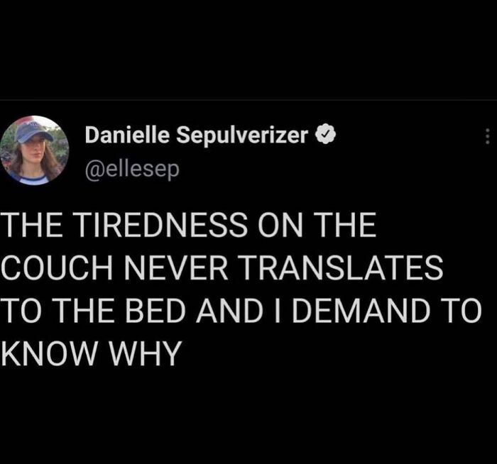 Parenting meme about tiredness on the couch versus the bed