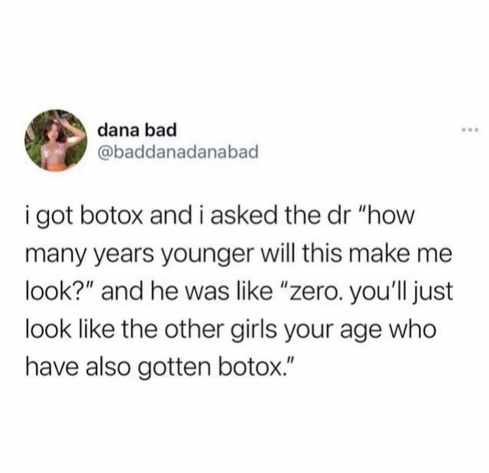 Parenting meme about botox and looking the same age as others with botox