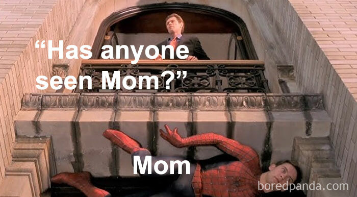 Spider-Man parenting meme asking if anyone has seen mom