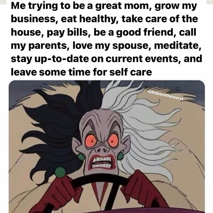 Parenting meme depicting stressed mom balancing many responsibilities