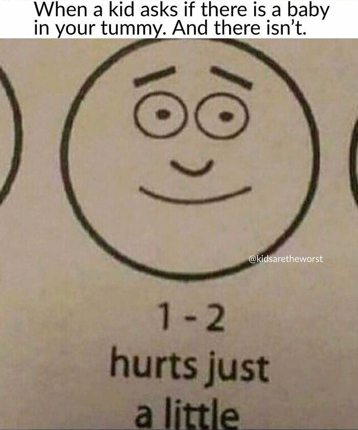 Parenting meme about a kid asking if there's a baby in your tummy and slight hurt feelings