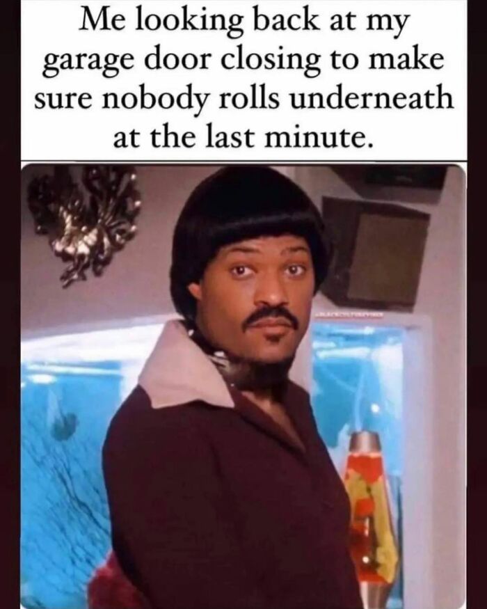 Parent meme about checking garage door to prevent accidents.