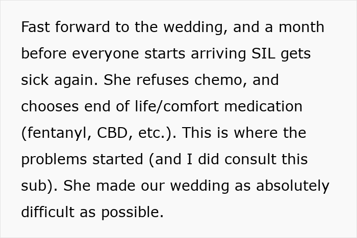 Couple Gets Annoyed That SIL With Cancer Is Taking Away From Their Wedding, It's Way Worse Than That Couple Gets Annoyed That SIL With Cancer Is Taking Away From Their Wedding, It's Way Worse Than That