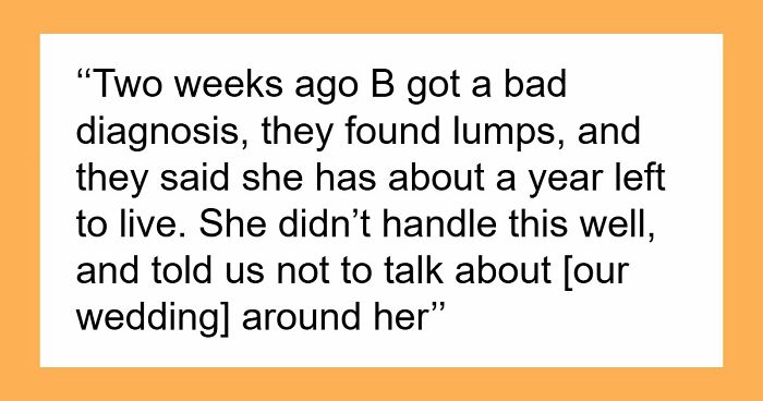 Couple Gets Annoyed That SIL With Cancer Is Taking Away From Their Wedding, It’s Way Worse Than That