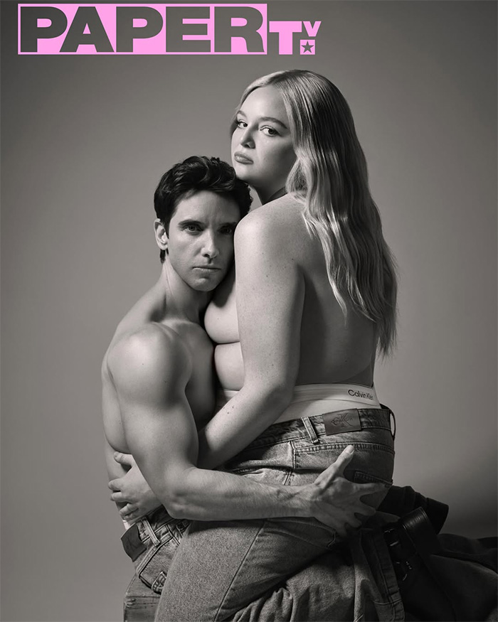 Black and white image of couple in Calvin Klein underwear for Paper TV cover Black and white image of couple in Calvin Klein underwear for Paper TV cover