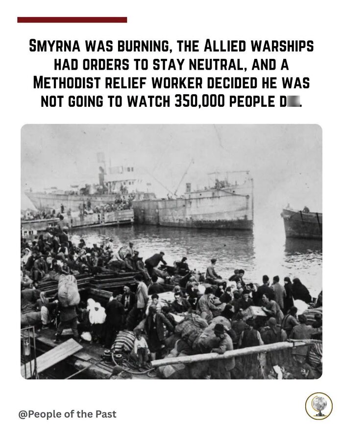 A black and white photo showing crowded ships with people, a historical post that feels like time travel.