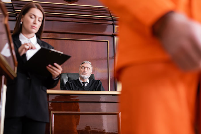 Courtroom scene with judge and lawyer highlighting strange jobs