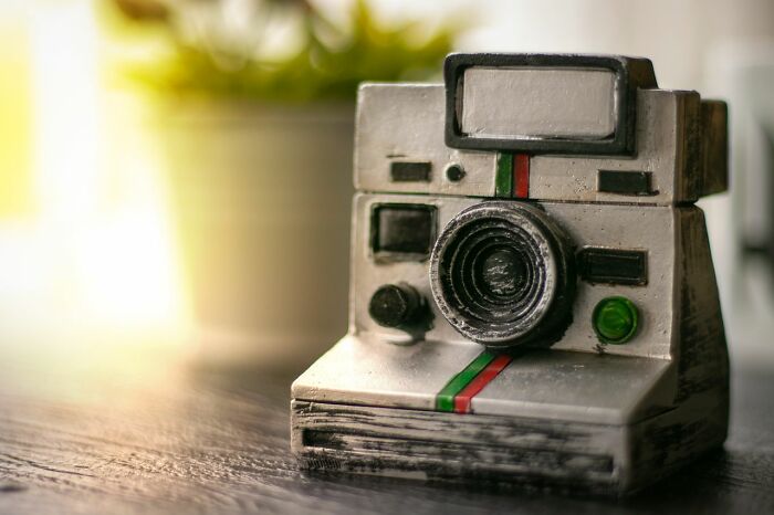 A vintage camera figurine, hinting at capturing an unexplained experience like a bed compressing.