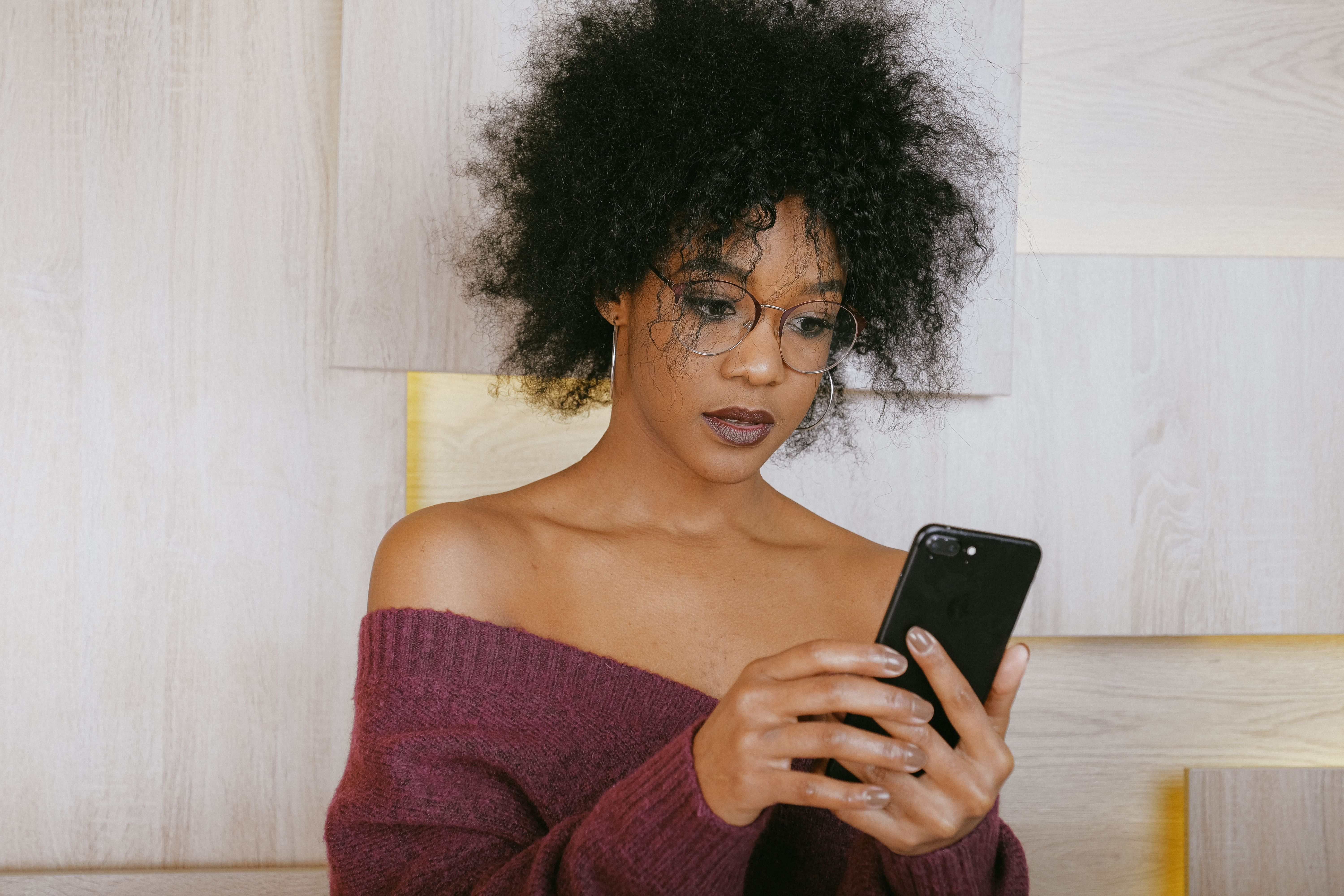 Woman looking at phone in bride's friend story context