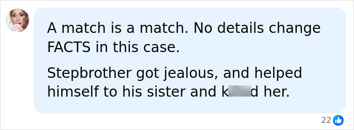 Screenshot of comment discussing intimate details in Anna Kepner violent case after new evidence