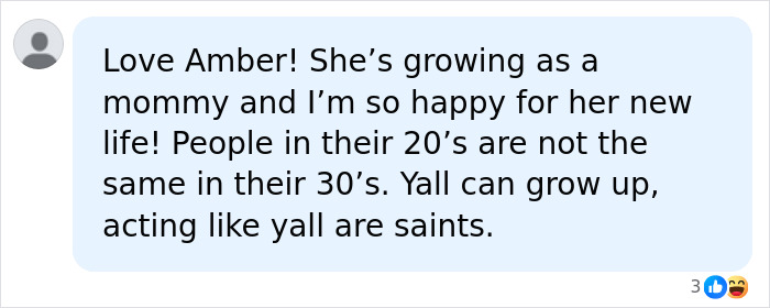 A social media comment showing support for Amber Heard, growing as a mommy in her new life in a new country. A social media comment showing support for Amber Heard, growing as a mommy in her new life in a new country.