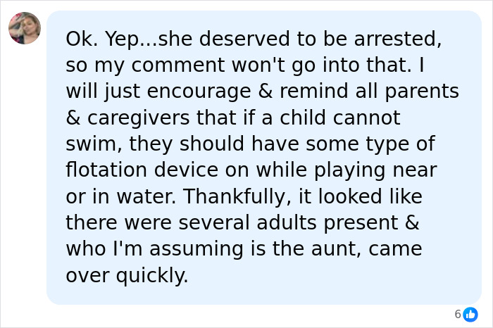 Comment about swimming safety and arrest in hotel pool incident with 7-year-old child