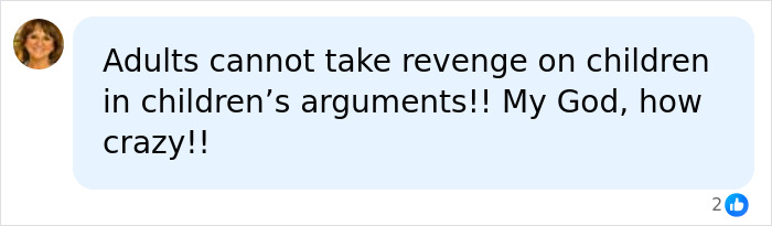 Comment condemning adults taking revenge on children