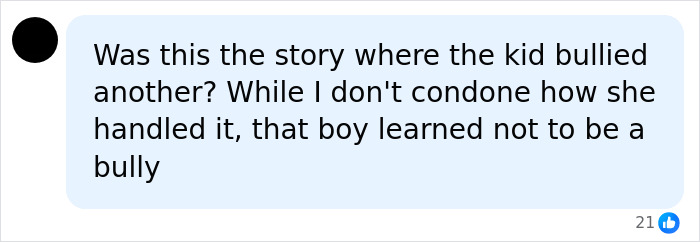 Facebook comment questioning the bullying story and discussing consequences in Karen attack