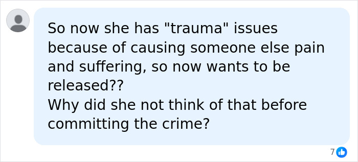 Update In Case Of Imprisoned Woman Who Set Her Male Friend On Fire Over 'Misogynist' Comment Update In Case Of Imprisoned Woman Who Set Her Male Friend On Fire Over 'Misogynist' Comment