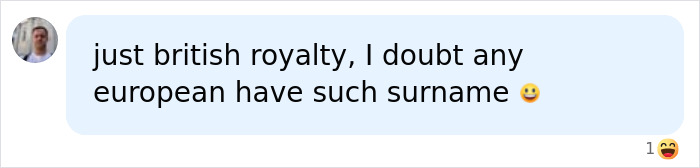Comment discussing British royalty and surnames connected to royalty