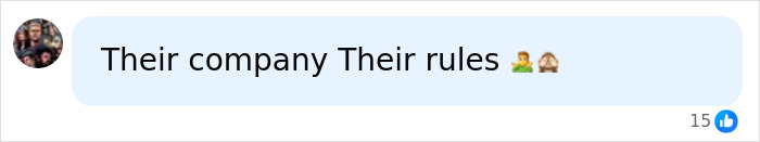 A social media comment about a fitness influencer's outfit, stating, Their company Their rules.