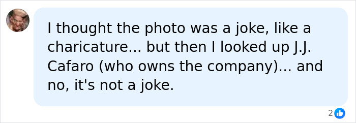 A comment expressing surprise that the photo of the guy Trump hired to renovate the Reflecting Pool is real.
