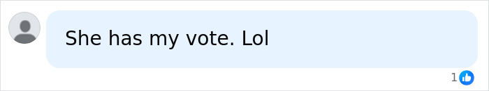 A social media comment reading: She has my vote. Lol, regarding the World Cup outfit controversy. A social media comment reading: She has my vote. Lol, regarding the World Cup outfit controversy.
