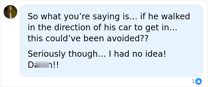 A social media comment wondering if Ryan Reynolds being hit by a car could have been avoided.