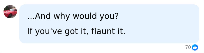 A social media comment: ...And why would you? If youve got it, flaunt it, about the World Cup outfit. A social media comment: ...And why would you? If youve got it, flaunt it, about the World Cup outfit.