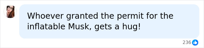 Facebook comment praising the permit grant for Elon Musk inflatable in Times Square