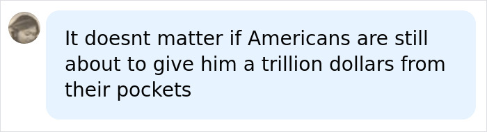Social media comment about Americans funding Elon Musk