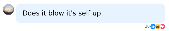 Facebook comment humorously asking if the Elon Musk inflatable blows itself up