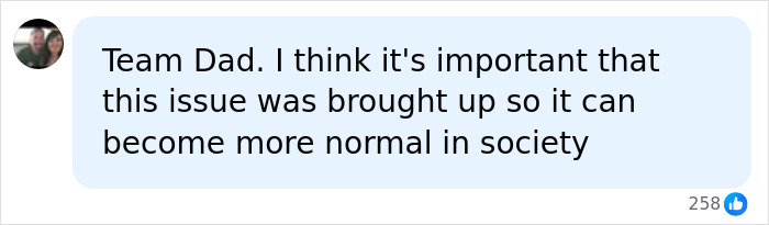 Screenshot of a comment from a Mom Of Girls supporting Team Dad, believing the restroom video issue needs normalization. Screenshot of a comment from a Mom Of Girls supporting Team Dad, believing the restroom video issue needs normalization.