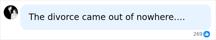 Screenshot of a comment from a Mom Of Girls stating the divorce came out of nowhere, related to the restroom video. Screenshot of a comment from a Mom Of Girls stating the divorce came out of nowhere, related to the restroom video.