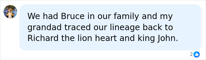 Comment sharing family traced lineage to Richard the Lionheart and King John with surname