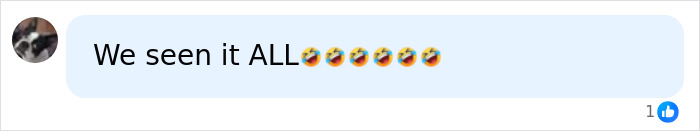 A social media comment on a Controversial photo shoot, stating, We seen it ALL followed by multiple laughing emojis. A social media comment on a Controversial photo shoot, stating, We seen it ALL followed by multiple laughing emojis.