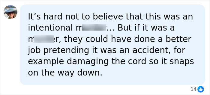 Comment discussing intentional harm in rope jumper accident videos Comment discussing intentional harm in rope jumper accident videos