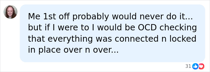 Comment about OCD checking that rope is connected and locked Comment about OCD checking that rope is connected and locked